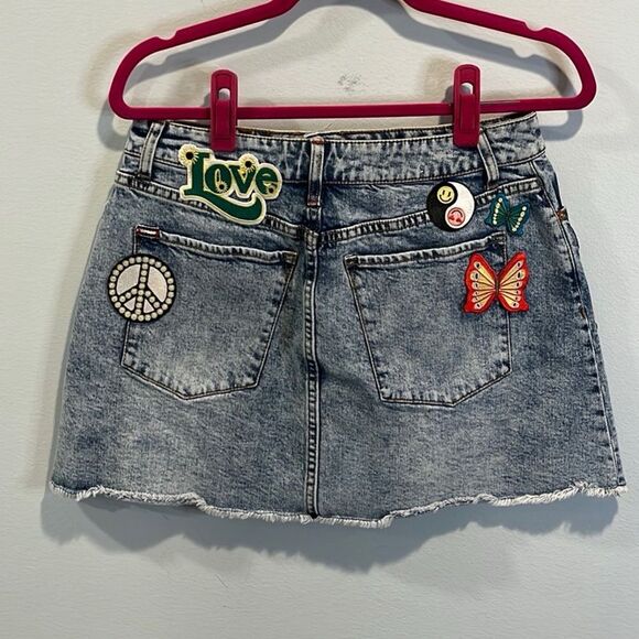 Alice + Olivia good high rise patch A-line denim skirt 29 - Picture 6 of 6